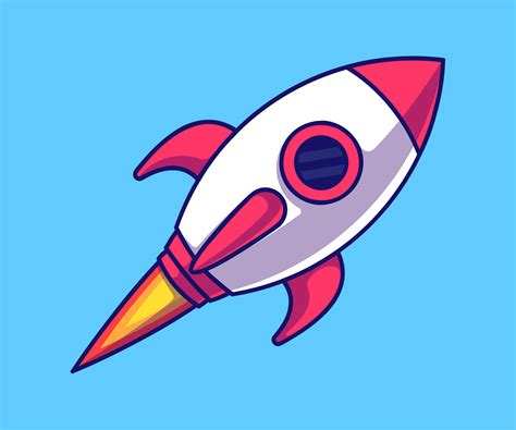 rocket launching cartoon vector icon illustration technology