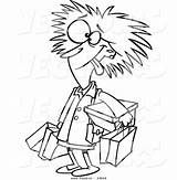 Frazzled Friday Shopper Outlined Vecto Toonaday sketch template