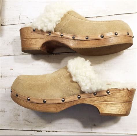 nomi womens fur lined leather clogs size  ebay