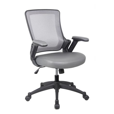 34 Gray And Black Mid Back Mesh Task Office Chair With Height