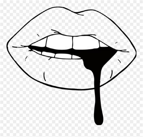 lips sticker transparent black  white lips clipart