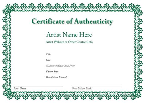 explore   certificate  authenticity artwork template