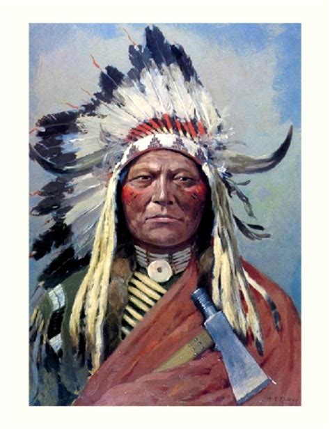 Native American Art Sitting Bull Indian Chief Warrior Etsy