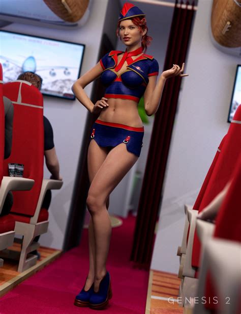 sexy stewardess for genesis 2 female s 3d models and 3d