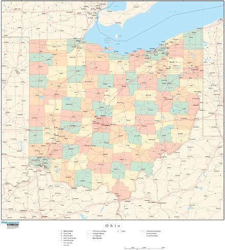 ohio wall map  counties  map resources mapsales