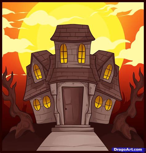 haunted house cartoon drawing  paintingvalleycom explore