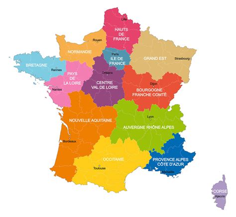 carte de france avec les regions carte de france des regions en  vacances guide voyage