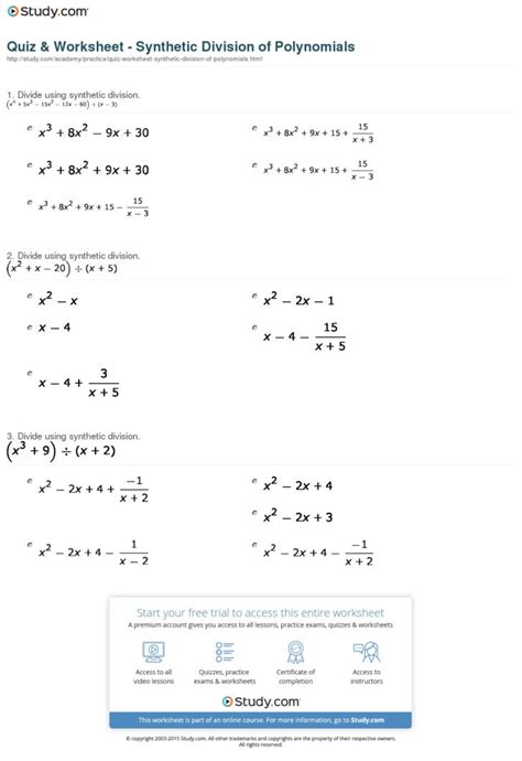 polynomials worksheet  answers db excelcom