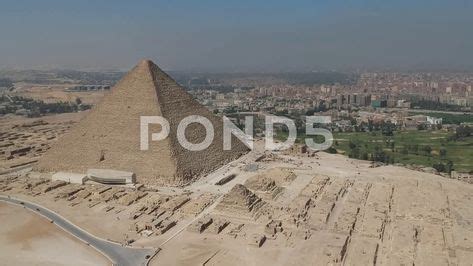 drone footage  great pyramids  giza  cairo egypt stock