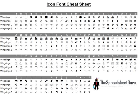 webdings font chart