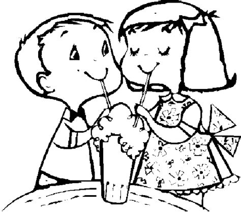 friends coloring book page friends sharing  milkshake coloring page
