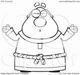 Monk Shrugging Chubby Clipart Cartoon Outlined Coloring Vector Cory Thoman Royalty sketch template