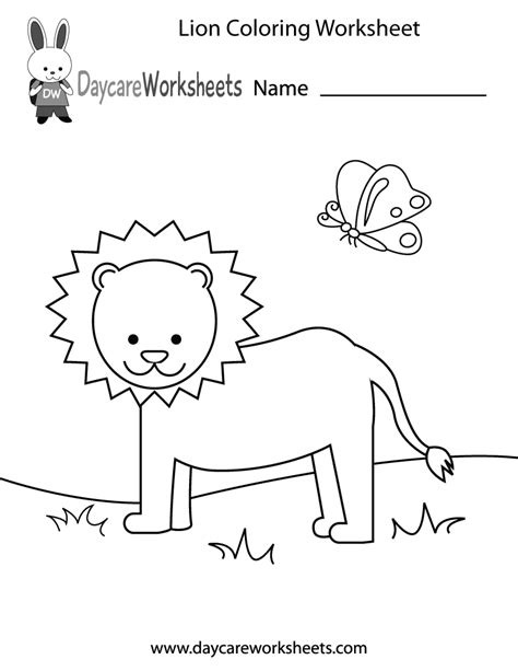 preschool lion coloring worksheet
