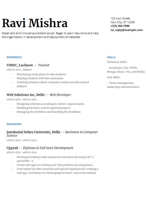 ui developer resume samples  react js react resumes