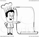 Menu Blank Chef Cartoon Female Clipart Coloring Presenting Friendly Thoman Cory Outlined Vector Illustration sketch template