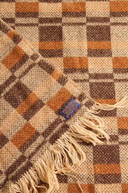 vintage pendleton wool blanket fringed camp blanket throw  warm