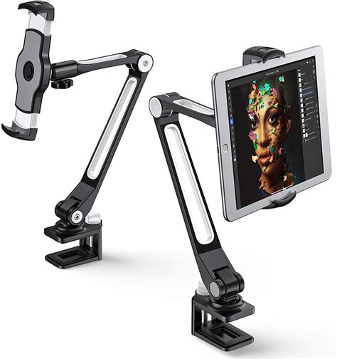 abovetek ipad stand holder aluminum long arm tablet mount  swivel tablet phone holder