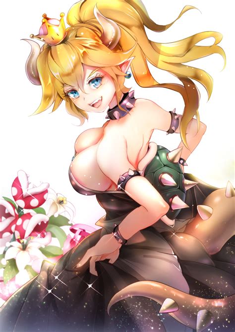 bowsette and piranha plant mario and 1 more drawn by