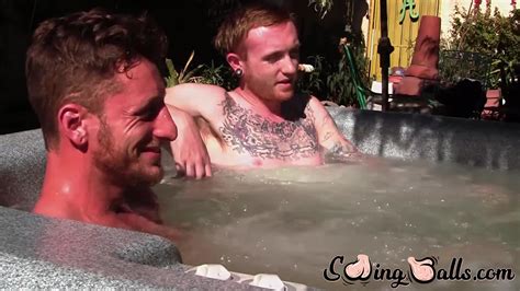Inked Ginger Homo Leaves Jacuzzi To Jack Off Dick With Lover