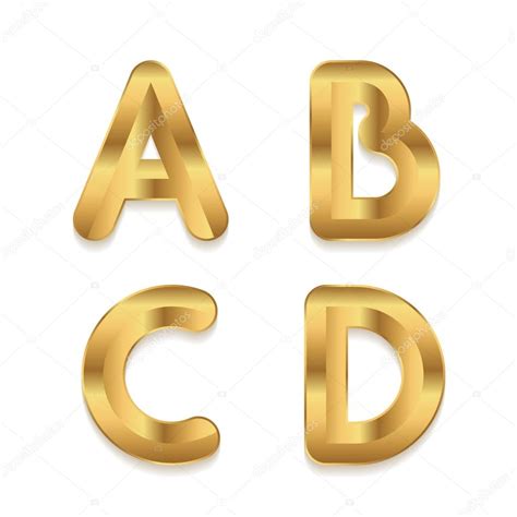 alfabeto dorado conjunto de letras  metalico vector de stock