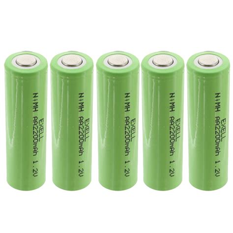 5x Exell 1 2v Aa 2200mah Rechargeable Nimh Flat Top Batteries Fast Usa