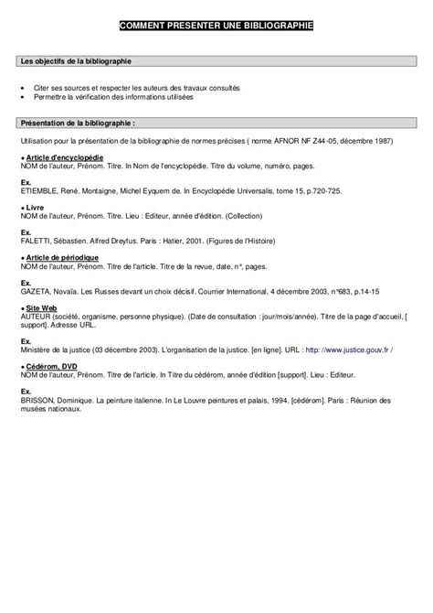 comment presenter une bibliographie