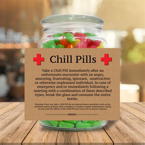 chill pill candy jar label pill pills