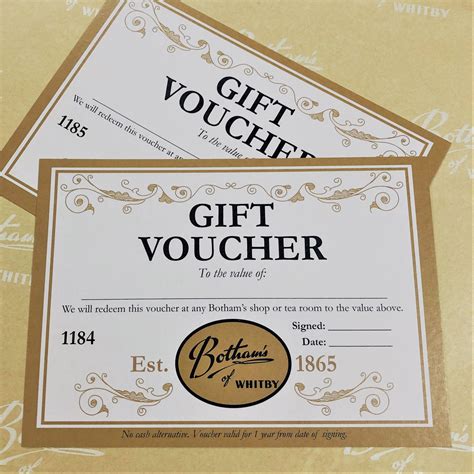bothams gift voucher numbered card voucher