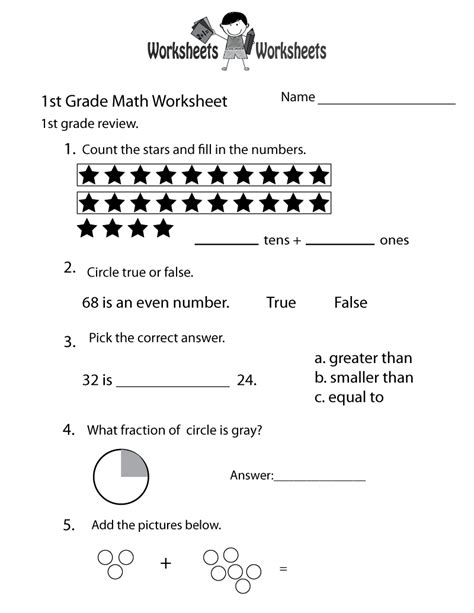 st grade math review worksheet  printable educational worksheet
