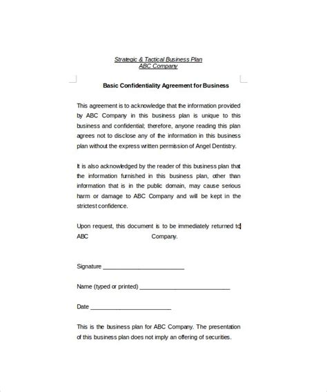 basic confidentiality agreement   word  documents