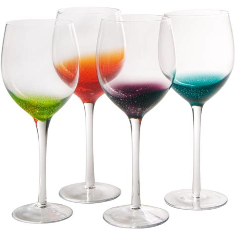 Long Stem Wine Glasses Fizzy Style Set Of 4 In Glassware