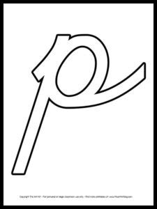 lowercase letter p cursive outline printable   art kit