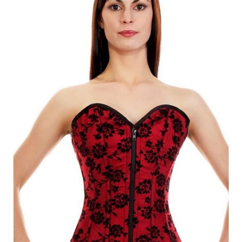 rood longline corset met zwarte rozen xl corsetten stalen overbuste corsetten ladywear