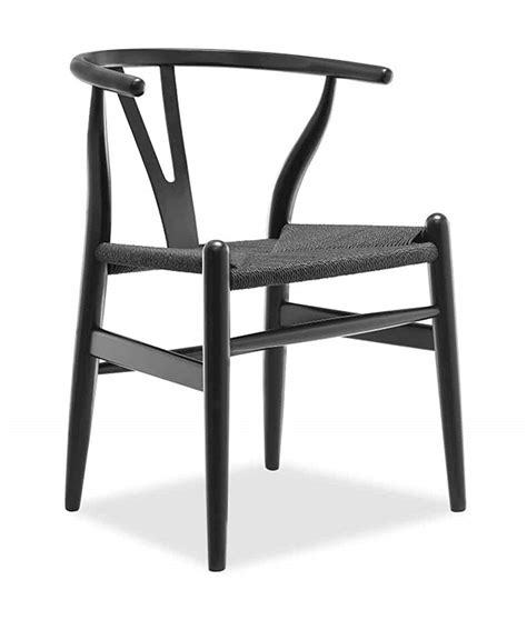 wishbone wooden dining chair mid century style black finish