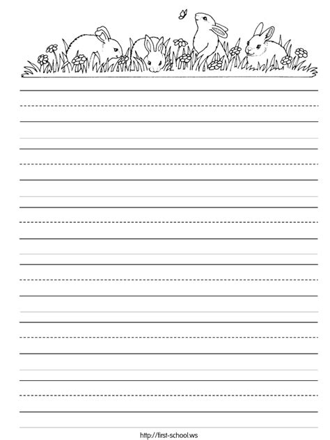 spring  easter bunny rabbit theme handwriting practice stationary