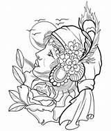 Dover Publications Haven Rosto Cigana Gothic Malvorlagen Tattoocanyon Ausmalbild Tudodesenhos Everfreecoloring Procoloring sketch template