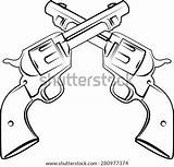 Crossed Pistols Vector Stock Shutterstock Search Vectors Crossing Revolvers Style Silhouette West Background Illustrations Royalty Pic sketch template