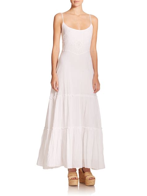 lyst polo ralph lauren embroidered tiered maxi dress  white