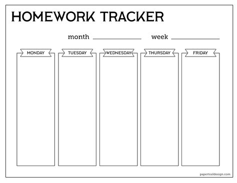 printable student homework planner template paper trail design