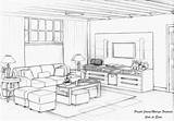 Interior Salas Estar Schetsen Drawing Kiezen Bord Perspective Furniture sketch template