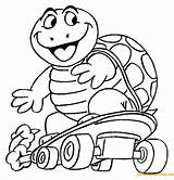 Turtle Skateboarding Online Pages Coloring Color sketch template