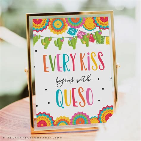 kiss begins  queso sign fiesta bridal shower sign etsy ireland