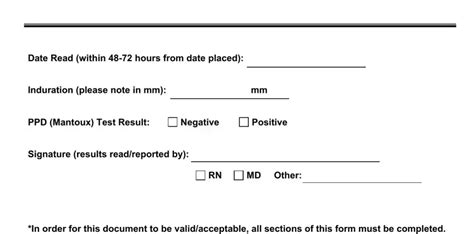 tb skin test form fill  printable  forms