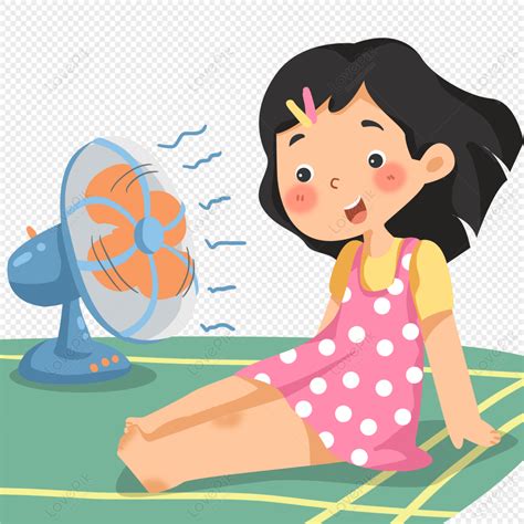 batang babae na naghihiyaw ng electric fan larawannumero ng graphics