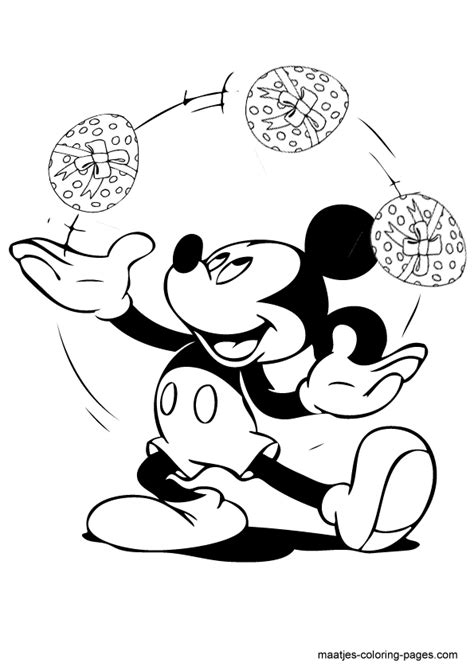 mickey mouse juggling  easter eggs coloring pages