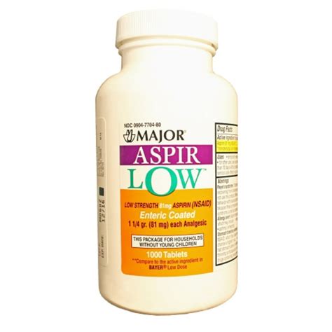 major aspirin  mg ec tabs aspirin  mg yellow  tablets upc