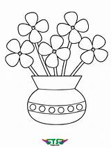 Vase Coloring Flowers Printable Tsgos sketch template