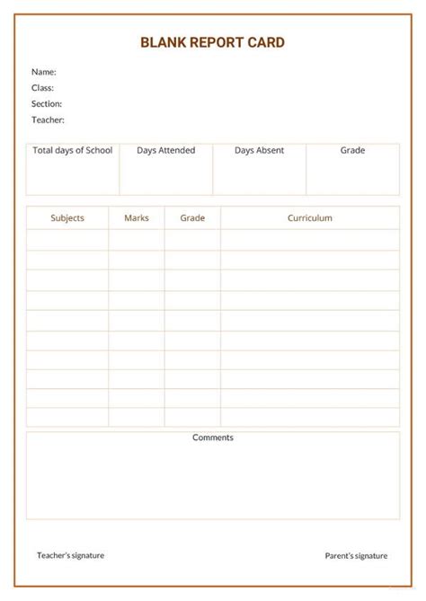 printable downloadable report card template customize  print