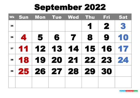printable september  calendar word  image