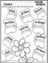 Color Words Butterfly Coloring Word Colors Preschool Worksheets Wings Activity Madebyteachers sketch template